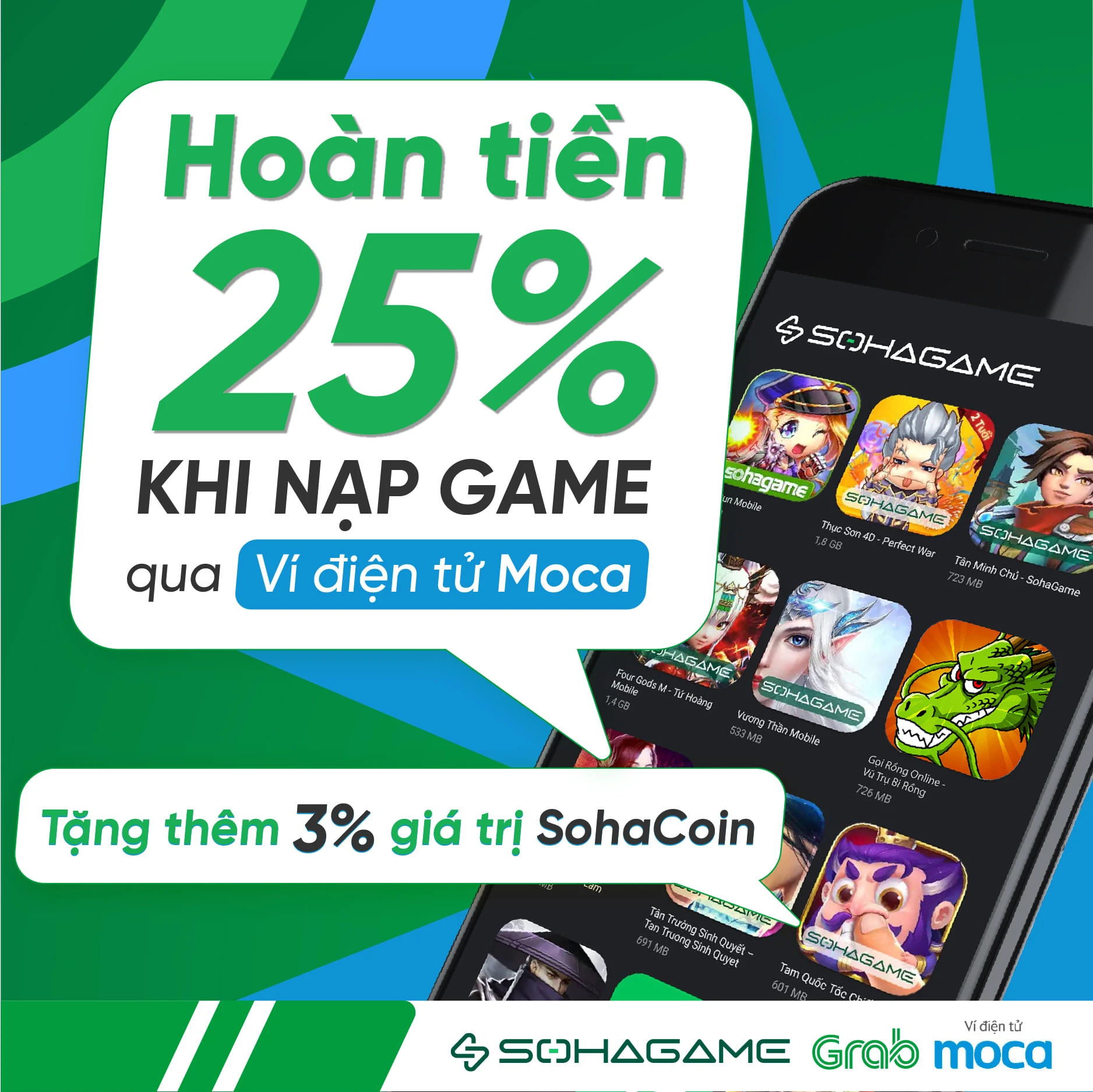 [Thục Sơn Kỳ Hiệp Mobile] Sự Kiện Hoàn Tiền Cực Lớn Khi Nạp Game Bằng Ví Grab MoCa