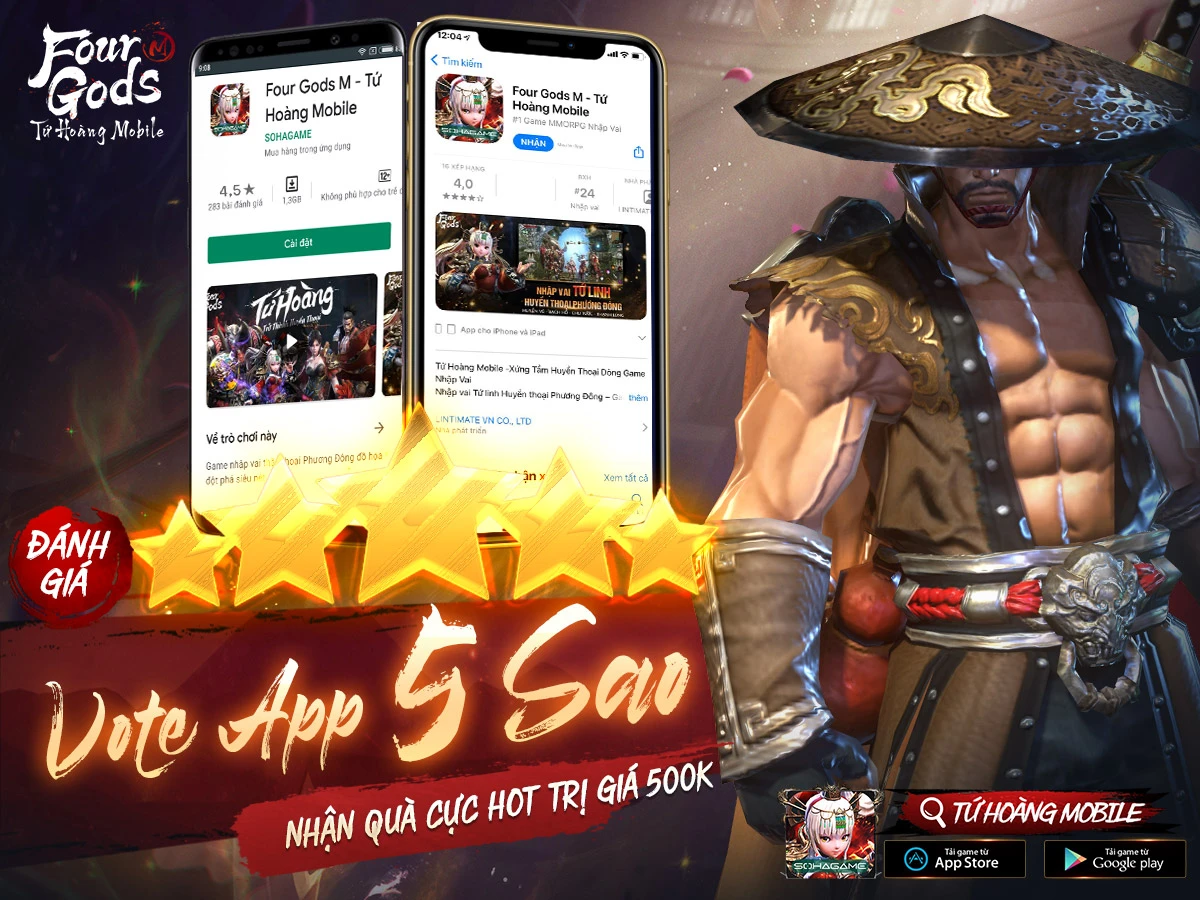 [Tứ Hoàng Mobile] VOTE APP 5 SAO - Nhận Quà Cực HOT Trị Giá 500K