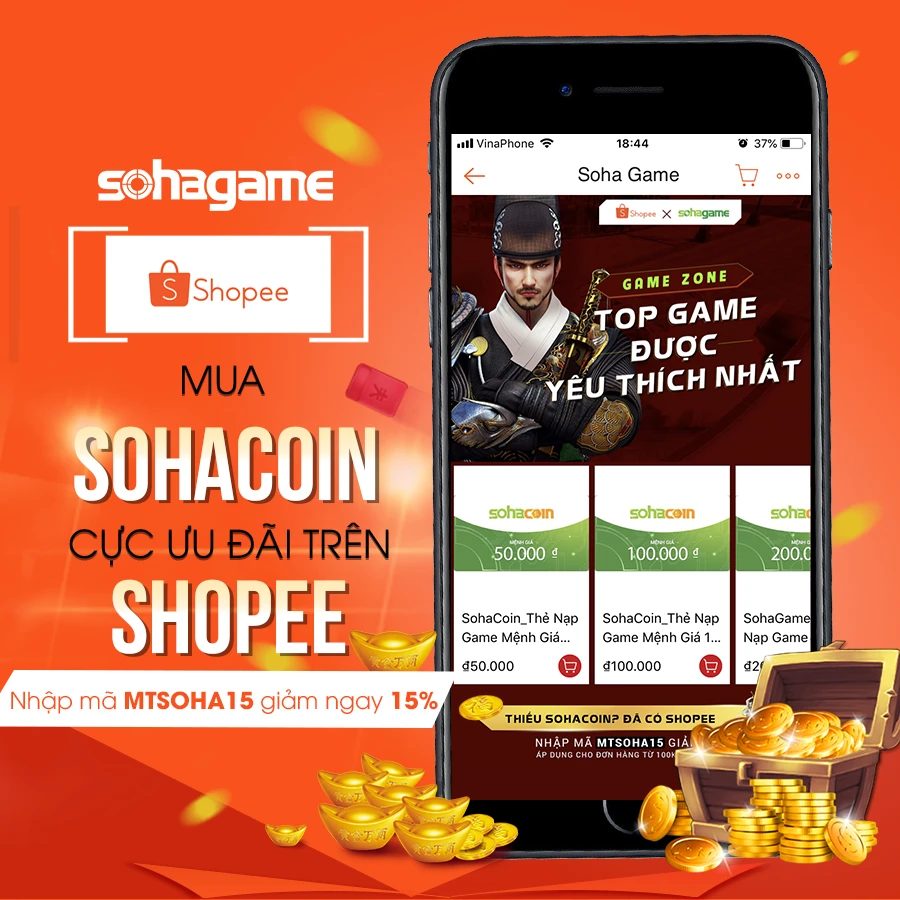 [HOT] KHUYẾN MÃI ĐẶC BIỆT - GIẢM 15% KHI MUA THẺ SOHACOIN TRÊN SHOPEE