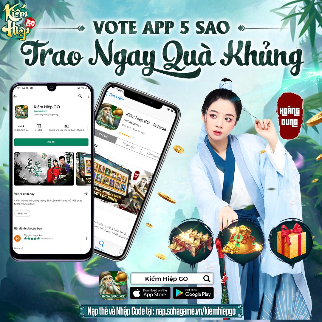 [Kiếm hiệp GO] VOTE APP 5 SAO - TRAO NGAY CODE VIP