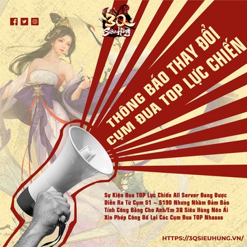 [THÔNG BÁO QUAN TRỌNG] THAY ĐỔI PHẠM VI CỤM ĐUA TOP LỰC CHIẾN & ĐIỀU CHỈNH GIỚI HẠN LỰC CHIẾN
